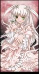  doll_joints dress eyepatch finger_to_mouth flower frills green_eyes highres jewelry kirakishou mtyy ring rose rozen_maiden solo twintails white_hair 
