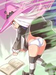  1girl bangs book commentary_request cougar1404 dragon:_marked_for_death hat holding holding_wand leg_up long_hair multicolored_hair open_mouth panties pantyshot pink_hair striped striped_legwear thighhighs two-tone_hair underwear wand white_hair white_panties witch_(dmfd) 