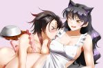  &gt;_&lt; 2girls ;d absurdres alfred_cullado animal_ear_fluff animal_ears apron areolae ass banned_artist black_hair blake_belladonna breast_press breasts cat_ears cleavage covered_nipples gradient_hair highres huge_filesize licking long_hair makeup mascara medium_breasts multicolored_hair multiple_girls naked_apron one_eye_closed open_mouth paid_reward pink_apron pink_background red_hair ruby_rose rwby shiny shiny_hair shiny_skin short_hair sideboob simple_background smile tongue tongue_out very_long_hair white_apron yellow_eyes yuri 