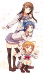  3girls bent_over group_name heru_(totoben) inami_anju kobayashi_aika komiya_arisa kurosawa_dia love_live! love_live!_sunshine!! multiple_girls school_uniform squatting standing star starry_background takami_chika tsushima_yoshiko uranohoshi_school_uniform 