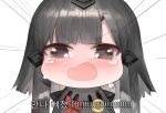  1girl black_dress black_eyes black_hair blush chibi crying crying_with_eyes_open dokomon dress emphasis_lines fang girls_frontline hair_ornament highres korean_commentary korean_text nyto_larvae_(girls_frontline) ribbon simple_background smiley_face tears translation_request 