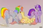  anus bodily_fluids equid equine female female/female feral fluttershy_(mlp) friendship_is_magic genital_fluids genitals group hi_res horse mammal my_little_pony nubsy peeing pony pussy rainbow_dash_(mlp) twilight_sparkle_(mlp) urine watersports 