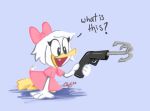  accessory anatid anseriform avian bird clothing dialogue disney dress duck ducktales ducktales_(2017) female grappling_hook hair_accessory hair_bow hair_ribbon invalid_color rechicken-and-waffles ribbons solo webby_vanderquack young 