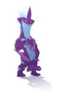  3_toes absurd_res alternate_version_at_source anthro balls blue_body dogfu electricity genitals hi_res humanoid_genitalia humanoid_penis low_key_toxtricity male nintendo penis pok&eacute;mon pok&eacute;mon_(species) purple_balls purple_body purple_penis shadow simple_background solo spikes standing toes tongue tongue_out toxtricity uncut vein video_games white_background 