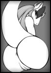  2020 anthro anus big_butt bodily_fluids butt cherry_(ztwidashz) digital_media_(artwork) female fish genital_fluids genitals hair hi_res hybrid legendary_pok&eacute;mon looking_at_viewer looking_back lugia marine monochrome nintendo pok&eacute;mon pok&eacute;mon_(species) presenting presenting_hindquarters pussy pussy_juice raised_tail rear_view shark simple_background smile solo video_games visionaryserpent 