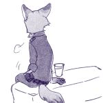  2017 anthro belt bottomwear canid canine clothed clothing comic disney fox fully_clothed fur mammal nick_wilde pants police_uniform red_fox shirt sitting solo topwear uniform zootopia へべ 