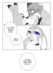  2016 alternate_version_at_source anthro canid canine clothed clothing comic dialogue disney duo edit english_text eye_contact fox fur hard_translated hi_res judy_hopps lagomorph leporid looking_at_another mammal necktie nick_wilde puki rabbit red_fox shirt smile speech_bubble text topwear translated zootopia 