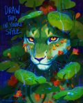  2020 amber_eyes ambiguous_gender digital_media_(artwork) felid feral hi_res hybrid leopard mammal pantherine plant purple_nose solo tamberella whiskers 