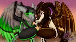  anthro anthrofied couple_(romantic) couple_art digital_media_(artwork) duo dutch_angel_dragon feathers fur hi_res holding-hands horn love lulitadarkrose male male/male sequential_(character) smile wings 
