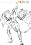  2020 anthro big_penis dragon genitals hi_res huge_penis hyper hyper_genitalia hyper_penis konami long_penis male penis sketch solo stardust_dragon tatochip wings yu-gi-oh 