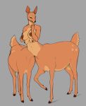  4_breasts bedroom_eyes big_breasts breasts cervid cervid_taur cervine cervine_taur doubletaur female fur looking_at_viewer mammal mammal_taur multi_breast narrowed_eyes nipples nude seductive shirleen simple_background smile solo taur unifawn 