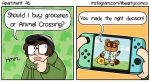  ! ... 2020 ? animal_crossing anthro barefoot bell big_glasses bottomwear brown_body brown_fur brown_hair brown_nose brown_tail canid canine close-up clothed clothing comic console controller dialogue english_text eyes_closed female freckles fur game_controller green_background hair hat headgear headwear hi_res human joycon_controller libeartycomics libeartycomics_(character) looking_away looking_up male mammal money money_bag nintendo nintendo_controller nintendo_switch open_mouth orange_background pink_tongue procyonid question raccoon raccoon_dog round_ears shirt short_hair shorts simple_background smile solo speech_bubble square_glasses standing sweater tan_body tan_nose tan_skin text thinking tom_nook_(animal_crossing) tongue topwear video_games 