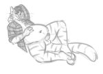  anthro balls clothed clothing domestic_cat erection eyewear feet felid feline felis genitals glasses male mammal nicnak044 overweight overweight_male paws penis sketch solo whiteleaf 