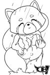  2020 aggressive_retsuko ailurid anthro belly big_belly black_and_white breasts censored creative_censorship darkboss eyes_closed female fur mammal medium_breasts monochrome navel nude pregnant red_panda retsuko sanrio showering smile solo wide_hips 