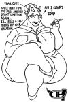  2020 anthro beauty_mark big_breasts black_and_white breasts cleavage clothed clothing crossed_legs curvy_figure darkboss dialogue english_text eyewear female fully_clothed glasses hair hair_bun holding_object horn mammal mature_female mole_(marking) monochrome overweight overweight_female pen rhinocerotoid simple_background sitting solo speech_bubble text thick_thighs tight_clothing voluptuous white_background wide_hips 