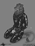  anthro balls bar_gag bdsm bite bound chastity_cage chastity_device cuffs_(disambiguation) felid gag gagged genitals harness leather lion male mammal pantherine paws penis salonkitty solo 