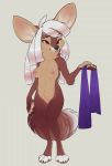  2020 anthro areola big_ears breasts canid canine digital_media_(artwork) featureless_crotch female fennec fox fur hair hi_res mammal nipples nude paws red_eyes reign-2004 simple_background solo standing 