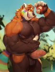  2020 5_fingers ailurid anthro apple balls biceps big_muscles big_penis biped black_nose brown_body brown_fur circumcised claws digital_media_(artwork) erection fingers flexing food fruit fur genitals gesture hi_res humanoid_genitalia humanoid_hands humanoid_penis looking_at_viewer male mammal multicolored_body multicolored_fur muscular muscular_male mystikfox61 nipples nude open_mouth pecs penis pink_nipples pink_penis plant red_body red_fur red_panda signature smile solo standing teeth thick_penis thick_thighs thumbs_up tongue triceps vein veiny_muscles veiny_penis white_body white_fur yellow_eyes yellow_sclera 