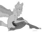  anthro breasts canid canine clothing female invalid_tag legwear mammal nude solo stockings supki wings 