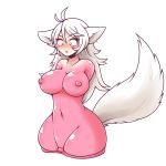  2019 amputee animal_humanoid big_breasts blush breasts canid canid_humanoid canine canine_humanoid disability female hair hi_res humanoid inanimate_transformation inksgirls looking_down mammal mammal_humanoid navel pink_body quadruple_amputee sex_toy_transformation solo transformation white_hair wolf_humanoid 