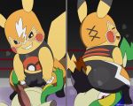  absurd_res blush bulge butt clothing cosplay_pikachu_(costume) duo facesitting genital_outline genitals hi_res male male/male nintendo penis penis_outline pikachu pikachu_libre pok&eacute;mon pok&eacute;mon_(species) snivy video_games winick-lim 