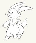  &lt;3 2019 2_toes 4_fingers anthro backsack balls big_butt big_ears black_nose blush butt butt_wings digital_media_(artwork) eyelashes fingers fur genitals girly half-closed_eyes hand_on_hip hi_res huge_butt kingofacesx legendary_pok&eacute;mon looking_at_viewer looking_back male mammal monochrome narrowed_eyes nintendo penis perineum pok&eacute;mon pok&eacute;mon_(species) presenting presenting_hindquarters seductive short_stack simple_background thick_thighs toes tongue tongue_out victini video_games white_background wide_hips wings 