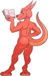  absurd_res alpha_channel anthro book brookin butt digital_drawing_(artwork) digital_media_(artwork) digitigrade dungeons_and_dragons fangs half-closed_eyes hasbro hi_res kobold kobold_(d&amp;d_5e) looking_at_viewer looking_back male narrowed_eyes naughty_face red_body scalie seductive sharp_teeth short simple_background smile smirk solo tderek99 teeth transparent_background wizards_of_the_coast 