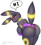  anthro big_butt breasts butt butt_focus eeveelution english_text female hi_res kyodashiro nintendo pok&eacute;mon pok&eacute;mon_(species) solo text umbreon video_games 