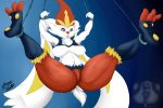  absurd_res anthro bdsm bondage bound breasts buckteeth cinderace evolution female gigantamax_pok&eacute;mon greey hi_res lagomorph leporid mammal nintendo nipples pok&eacute;mon pok&eacute;mon_(species) remake solo spread_legs spreading teeth video_games 