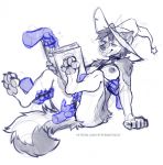  anthro breasts butt canid canine canis clothing female genitals hat headgear headwear hi_res mammal pussy roanoak sandra_(roanoak) sketch solo vaginal witch_hat wolf 