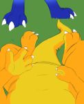  anthro charmander digitigrade dinosaur dromaeosaurid duo featureless_crotch first_person_view hi_res kyrio male nintendo nude pok&eacute;mon pok&eacute;mon_(species) reptile scalie theropod thick_tail video_games 