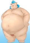  2020 anthro balls belly blush brown_body brown_fur doguma-sin fur genitals gouryou hi_res kemono male mammal moobs nipples obese overweight penis simple_background solo suid suina sus_(pig) tokyo_afterschool_summoners video_games wild_boar 