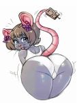  anthro bent_over big_butt butt butt_focus camel_toe female hi_res looking_back mammal mouse mouse_trap murid murine noupie rodent simple_background solo trap_(contrivance) white_background 