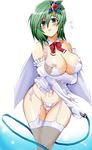  blush breasts bursting_breasts cameltoe cleavage curvy elbow_gloves final_fantasy final_fantasy_iv gloves green_hair hips labia large_breasts lingerie nipple_slip nipples panties rydia side-tie_panties solo thighhighs underwear whip yasakani_an 