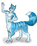  2019 4_fingers animal_genitalia barely_visible_genitalia barely_visible_sheath black_nose blue_body blue_fur canid canid_taur canine canine_taur canis chest_tuft claws darius_blueflame digitigrade dipstick_tail fingers fluffy fluffy_tail fully_sheathed fur genitals gesture green_eyes hair henryweasel looking_at_viewer male mammal mammal_taur multicolored_tail navel nude open_mouth pecs quadruped shadow sheath simple_background solo standing striped_body striped_fur stripes taur teeth tongue tuft waving white_background white_body white_fur wolf wolf_taur 