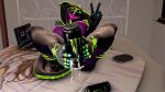  3d_(artwork) anthro bbdworks bodily_fluids computer digital_media_(artwork) feet female foot_focus genital_fluids hi_res laptop monster_energy piece playstation playstation_portable pussy_juice reptile scalie snake solo sony_corporation sony_interactive_entertainment video_games 