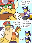  balls big_penis bowser clothing dialogue doctor dr._bowser duo fizzyjay genitals hi_res koopa male mario_bros nintendo penis red_eyes scalie text video_games 