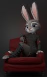  2020 3d_(artwork) anthro armchair chair claws clothing digital_media_(artwork) disney ears_up eyebrows eyelashes female fingers fur furniture grey_body grey_fur gun hi_res holding_object holding_weapon judy_hopps lagomorph leporid long_ears looking_at_viewer mammal melo multicolored_body multicolored_ears multicolored_fur nazi pink_nose purple_eyes rabbit ranged_weapon simple_background sitting smile solo swastika toes uniform weapon white_body white_fur zootopia 