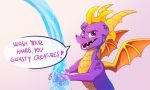  2020 activision claws coronavirus digital_media_(artwork) english_text feral icelectricspyro male open_mouth purple_body purple_eyes purple_scales scales smile solo spyro spyro_the_dragon teeth text video_games water 