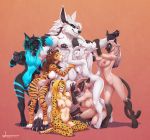  2018 absurd_res alex_marx alexthecatte_(disambiguation) animal_genitalia anthro arm_grab arm_holding ball_fondling balls blue_body blue_fur breasts brown_hair canid canine canine_anatomy canis cheetah chest_markings digital_media_(artwork) digitigrade domestic_cat fangs felid feline felis female fluffy fondling fur genitals green_eyes group hair hi_res huge_filesize kisha kisharra large_sheath licking licking_lips licking_own_lips makeup male male/female mammal mane markings mihari muscular muscular_male nipples nude orange_body orange_fur pantherine paw_tattoo pussy sabertooth_(anatomy) sabertoothed_cat self_lick sheath siamese sibling simple_background size_difference smile snow_(snowier) spots spotted_body spotted_fur stoopix striped_body striped_fur stripes styx_(jelomaus) tail_curl tattoo tiger tongue tongue_out twins white_body white_fur wolf 