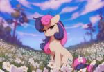  2020 bonbon_(mlp) cloud cutie_mark day detailed_background earth_pony equid equine feral flower friendship_is_magic grass hi_res horse looking_at_viewer mammal my_little_pony orchidpony outside plant pony sky solo tree 