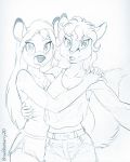  2020 blush brian_mcpherson canid canine capreoline cervid clothing female ferra_(brian_mcpherson) fox hug mammal mariah_(brian_mcpherson) red_fox romantic_ambiance romantic_couple selfie sketch white-tailed_deer 