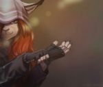  5_fingers anthro clothed clothing felid female fingerless_gloves fingers gloves hair handwear hood jacket koul looking_at_viewer mammal red_hair s.t.a.l.k.e.r. solo tera_fearlarsen_(character) topwear video_games 