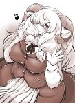  &lt;3 anthro big_breasts bovid breasts caprine clothed clothing darwin-sensei_kemonomusumetachi_ga_gakuen_de_omochi_desu! dress female hair horizontal_pupils horn huge_breasts long_hair mammal mary_cotton monochrome setouchi_kurage sheep solo 