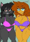  akatsukishiranui-fox anthro big_breasts breasts canid canine canis clothing duo eyewear fan_character female glasses hi_res huge_breasts human lingerie lucy_the_wolf mammal mature_female monica_rogers side_by_side sonic_the_hedgehog_(series) wolf 