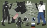  anthro balls blue_eyes bottomwear canid canine clothed clothing erection footwear fox fur genitals grey_body grey_fur hi_res humanoid_genitalia humanoid_penis lunatic_pangolin male mammal model_sheet nude pants pat_(fervidus) pat_fox penis solo topwear whiskers white_body white_fur 