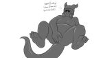  anthro darkmon_(ryodramon) digimon digimon_(species) drone droneification edging featureless_crotch gas_mask groping_self keane_(artist) latex_transformation lying male mask mind_control rubber slightly_chubby solo story story_in_description text thick_tail veemon 