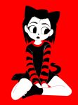  absurd_res animal_humanoid black_hair clothing digital_media_(artwork) felid felid_humanoid feline feline_humanoid female gaturo hair hi_res humanoid legwear long_sleeve_shirt mammal mammal_humanoid marie_(gaturo) open_mouth simple_background sitting socks solo teeth 