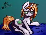  2020 bodily_fluids equid equine eyelashes f86f30 fallout_equestria fan_character female feral genitals hooves horn littlepip low_res lying mammal my_little_pony pussy solo unicorn 