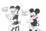  black_body blue_eyes blush bottomwear brown_eyes clothing disney english_text foxx ftm_transformation gender_transformation hair human human_to_anthro mammal mickey_mouse mouse murid murine nipples rodent shorts signature smile species_transformation tail_growth text transformation 